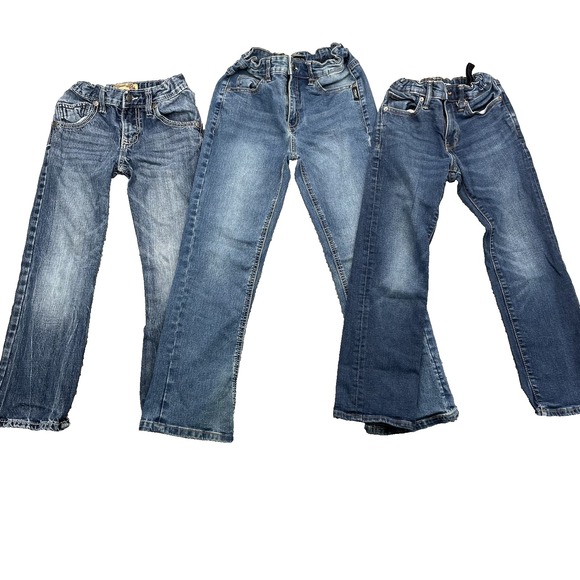 Boot Cut Western Jeans LOT (3)  Boys 8 Rodeo 90s Cowboy Old Navy Wrangler Silver - Picture 1 of 13